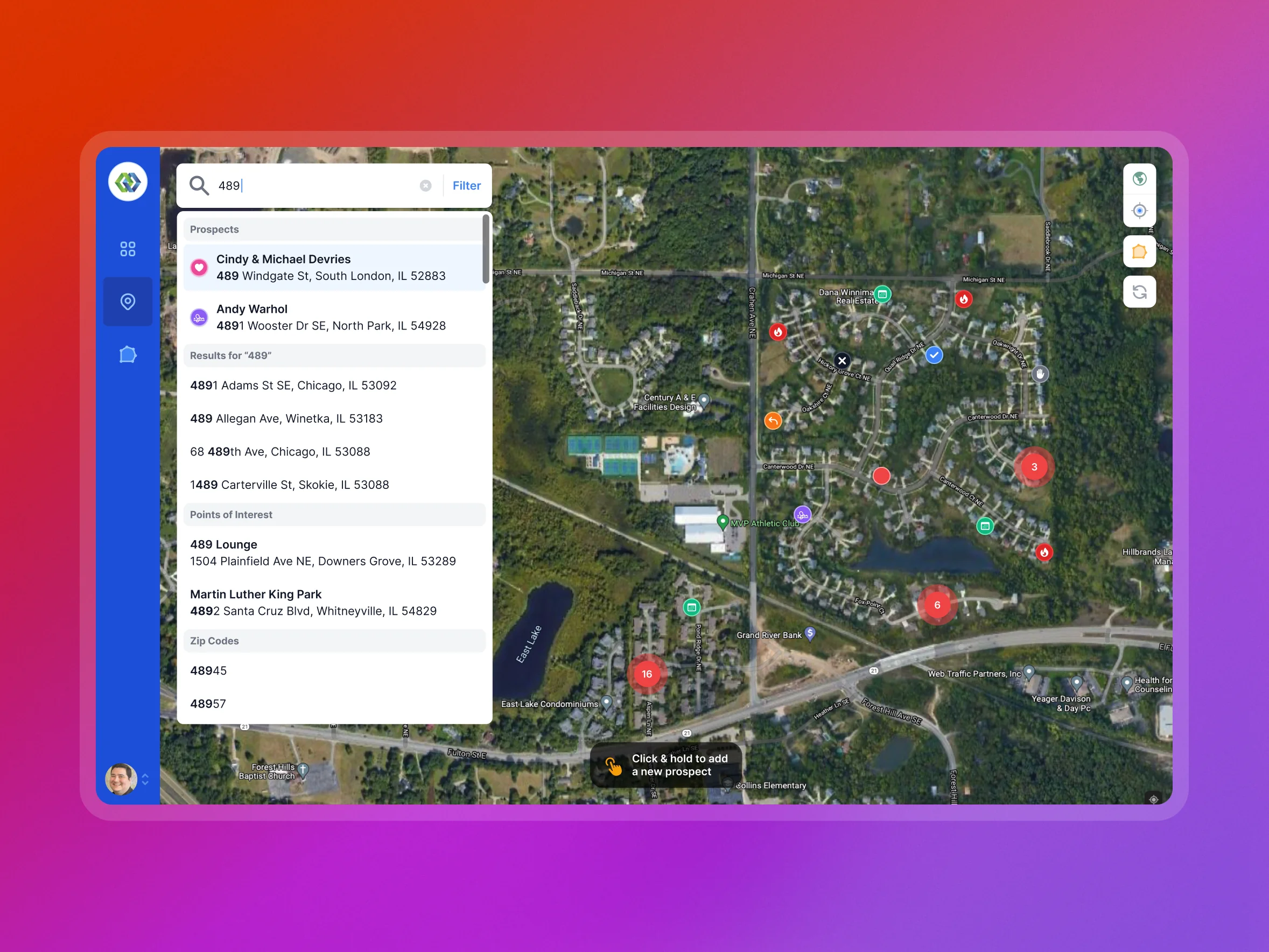 Search prospects in the Lead Scout web app