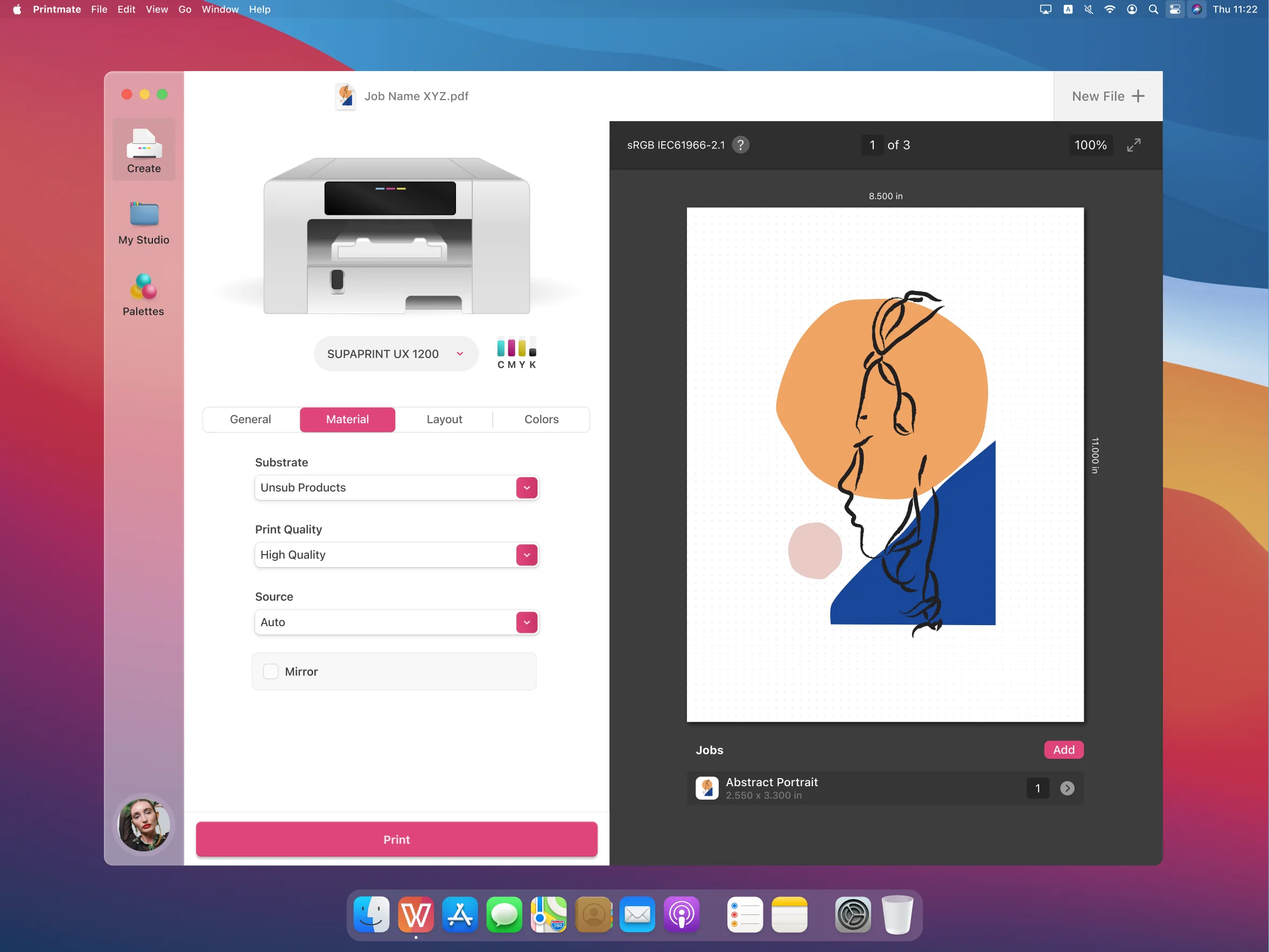 Electron print management app on MacOS for Sawgrass Ink