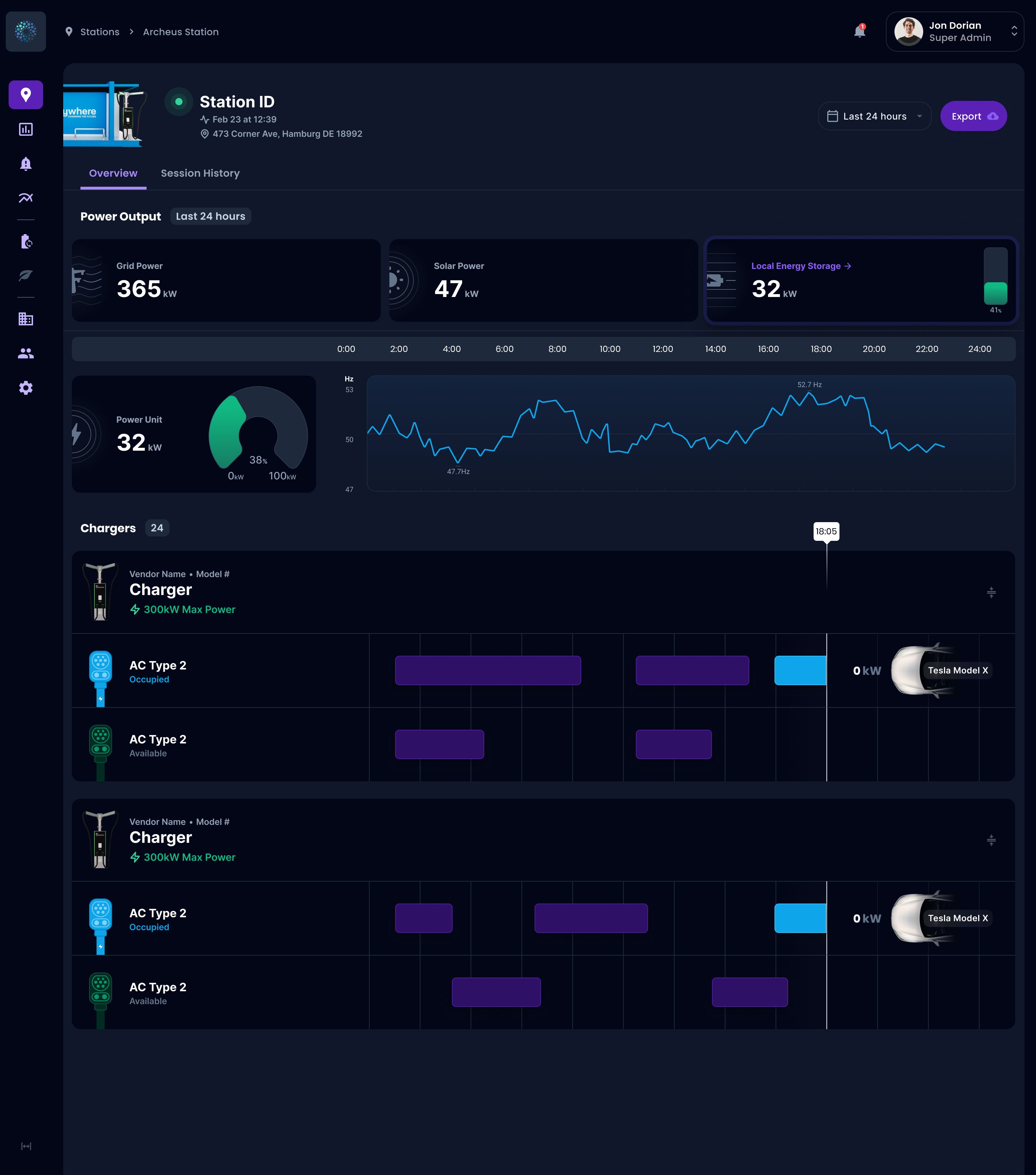 Final UI implementation of the EV charging interface