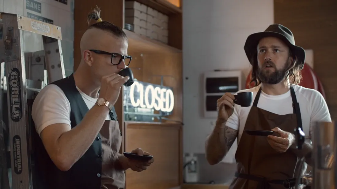 Hipsters drinking coffee