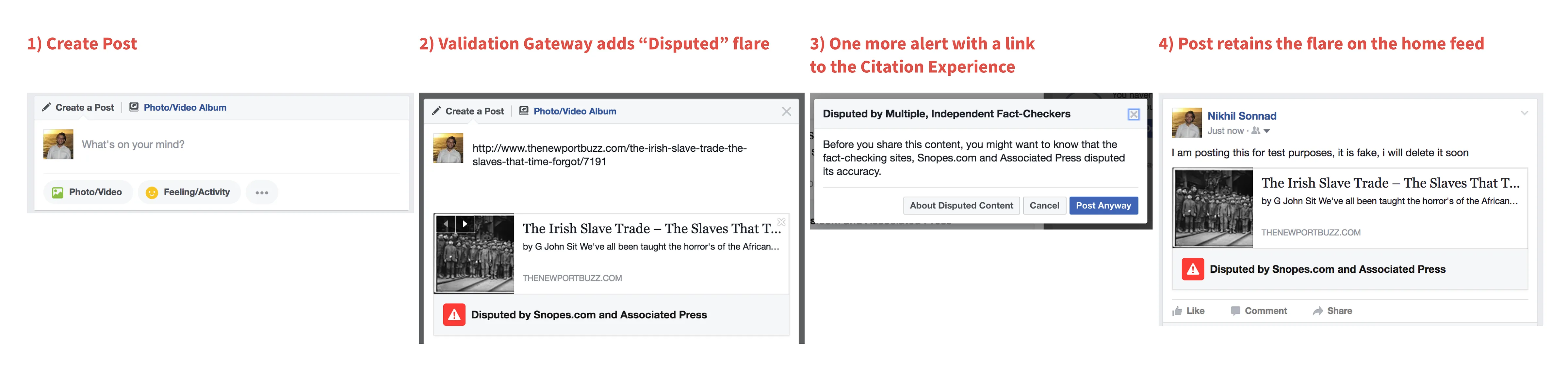 Facebook’s new disputed content feature flow