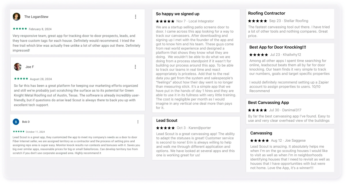 By 2024, Lead Scout became one of the top rated canvassing apps in the country for home service pros.